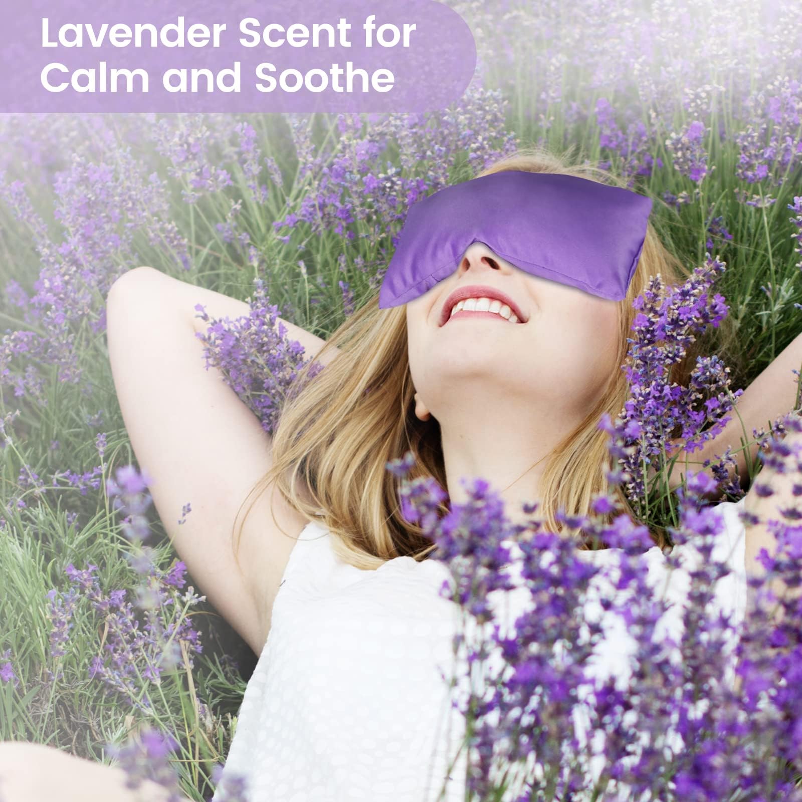 SuzziPad Lavender Eye Pillows for Relaxation with Aromatherapy, Weighted Mask for Sleeping, Hot & Cold Therapy Compress for Dry