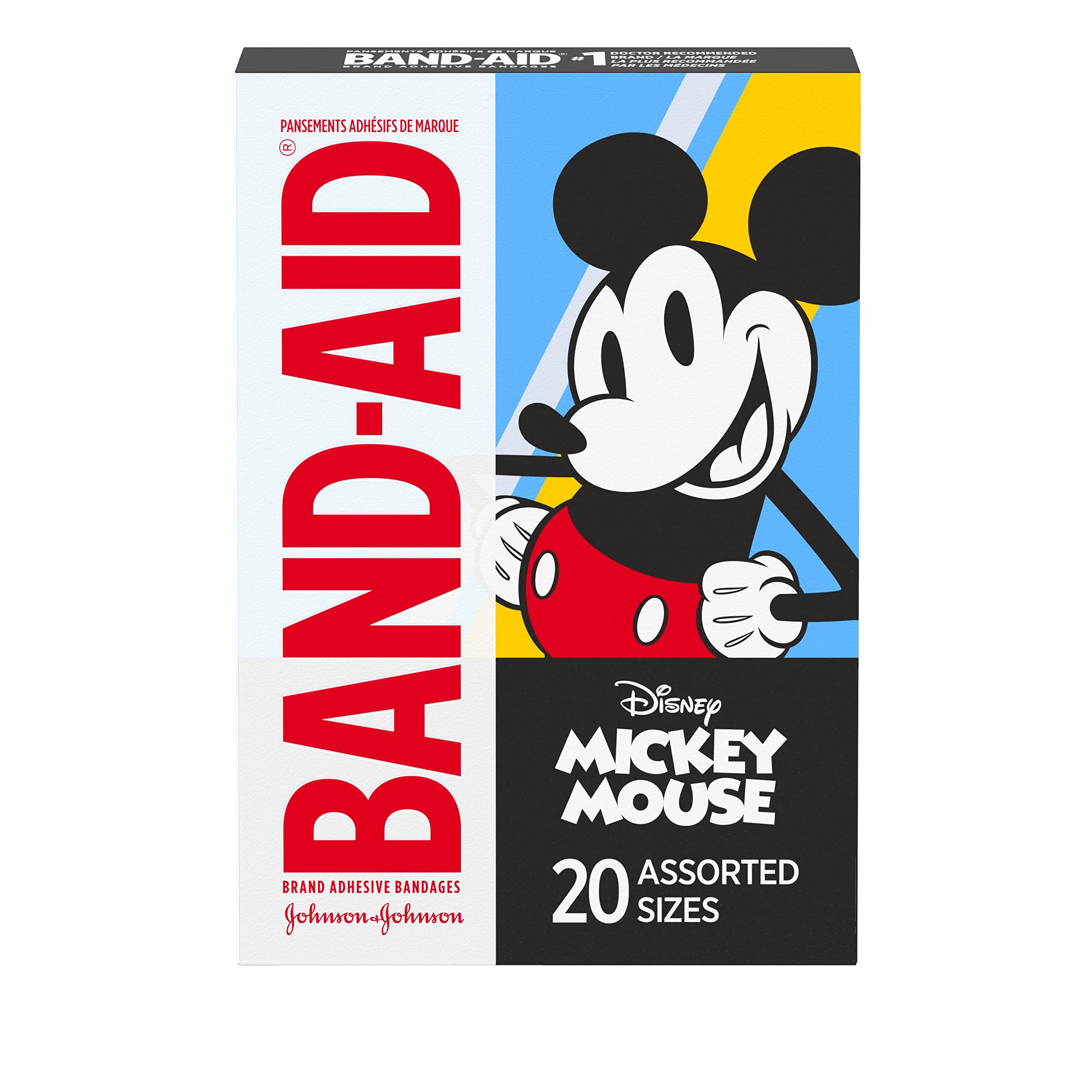 Band-Aid Brand Adhesive Bandages for Minor Cuts & Scrapes, Wound Care Featuring Disneys Mickey Mouse, Fun Bandages for Kids and