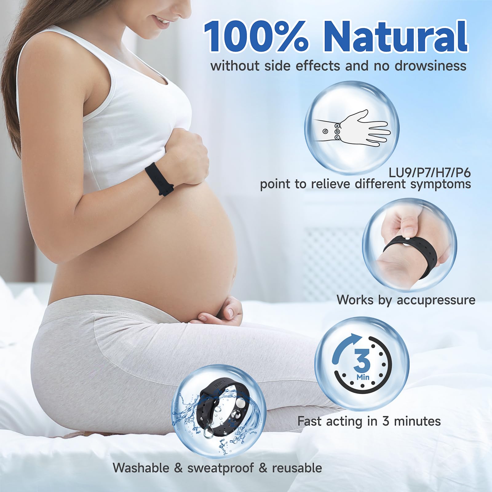 LYJEE Motion Sickness Bands Anti Nausea Wristband for Adult and Kids Morning Sickness Relief for Pregnant Women Acupressure Naus