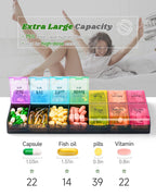 Extra Large Pill Organizer 2 Times a Day, Weekly XL AM PM Pill Case, 7 Day Pill Box Twice a Day, Oversized Daily Medicine Pill O