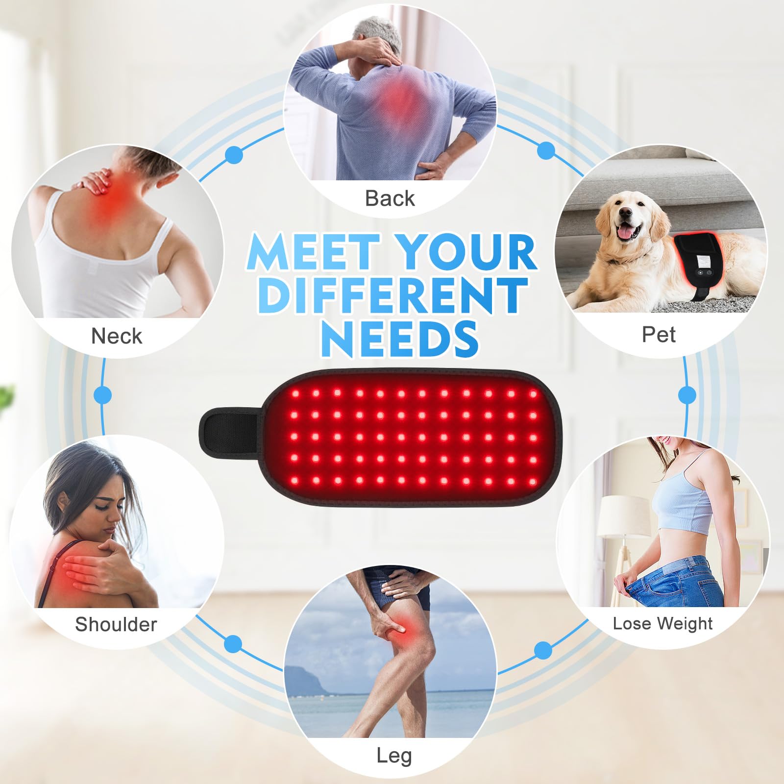 Red Light Therapy, Red Light Therapy for Body, Infrared Light Therapy Belt with Timer, LED 660nm&850nm Infrared Heating Pads for