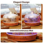 Porseme 500ml Essential Oil Diffuser Silver Plated Glass Aromatherapy Ultrasonic Humidifier - Auto Shut-Off, Timer Setting, BPA