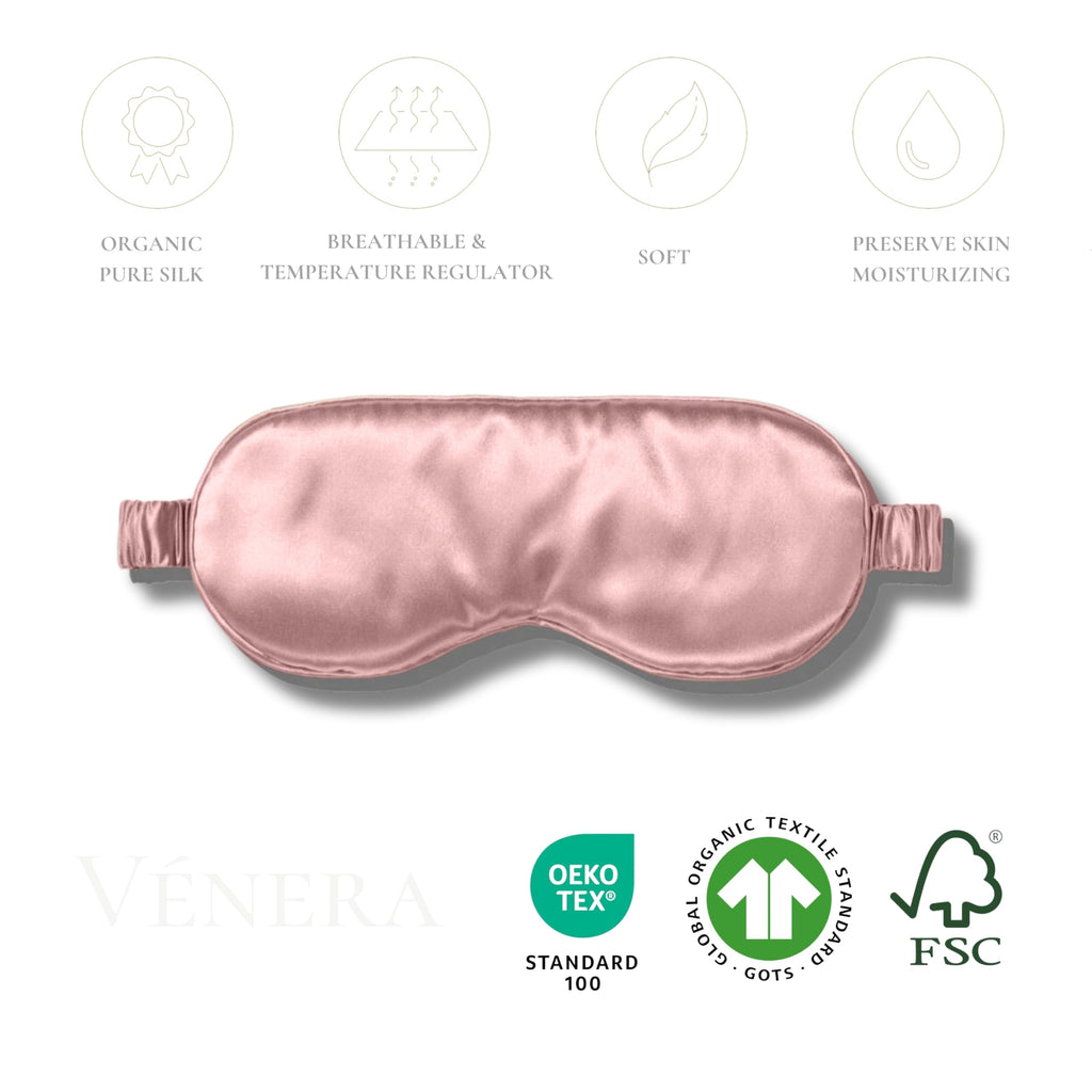 V  nera Silk Sleep Mask - 100% Pure 22 Momme Mulberry Silk Eye Sleeping Mask for Women and Men - Blackout Silk Eye Mask for Slee