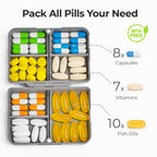 AUVON Travel Pill Organizer with Folding Design, 7 Compartments Daily Pill Case with Long-Lasting Hinges, Portable Pill Box for