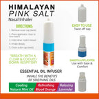 Natural Solution Himalayan Pink Salt Nasal Inhaler Aromatherapy with Natural Essential Oils, Cleans The Respiratory System, Reli