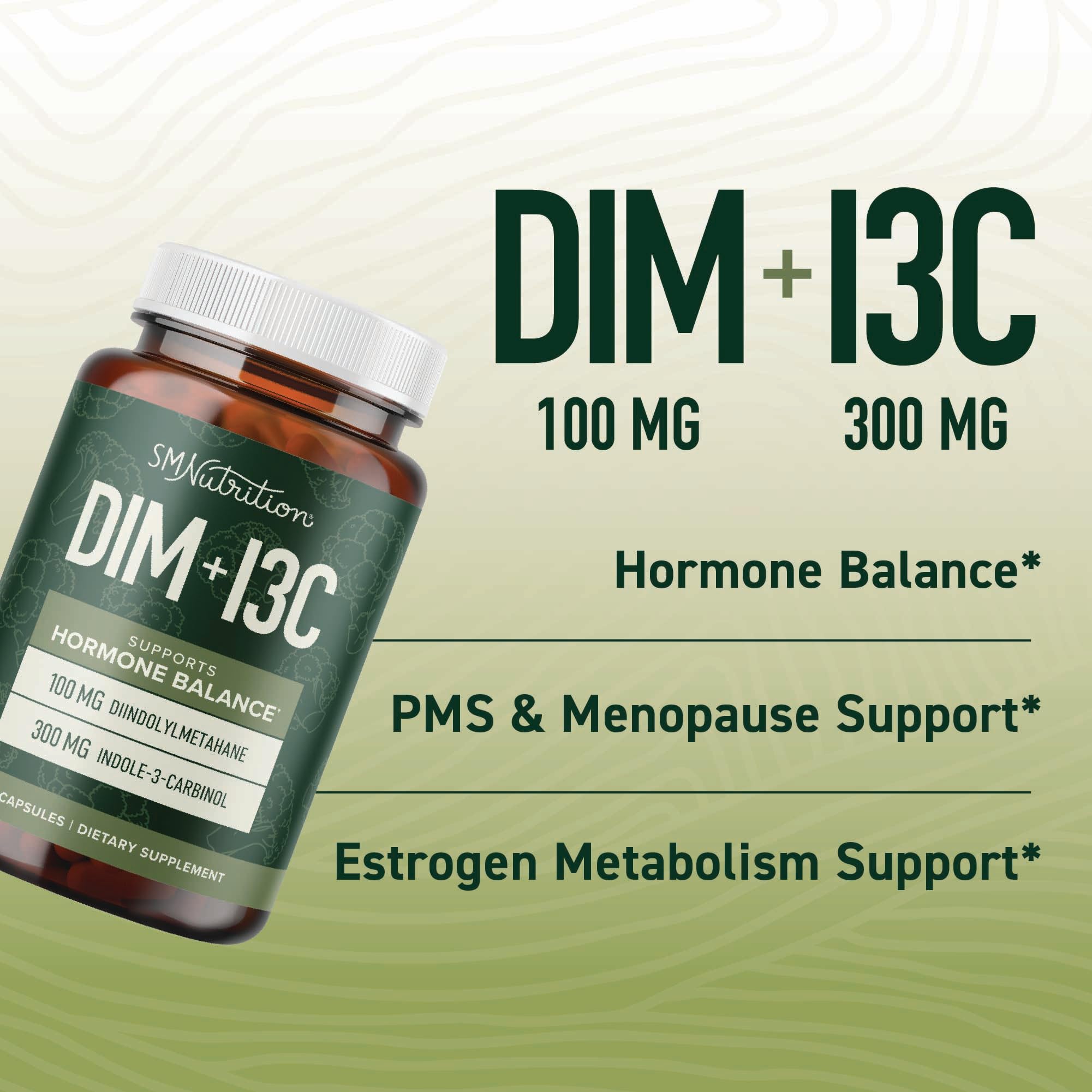 DIM & Indole 3 Carbinol for Hormone Balance for Women & Men | I3C Complex | Estrogen Balance, Menopause Supplements for Womens H