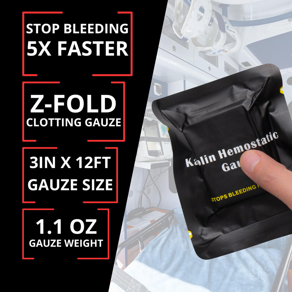 First Aid Advanced Quick Clotting Combat Gauze - Flexible Hemostatic - Stop The Bleed kit Faster Wound Packing Gauze with Quick