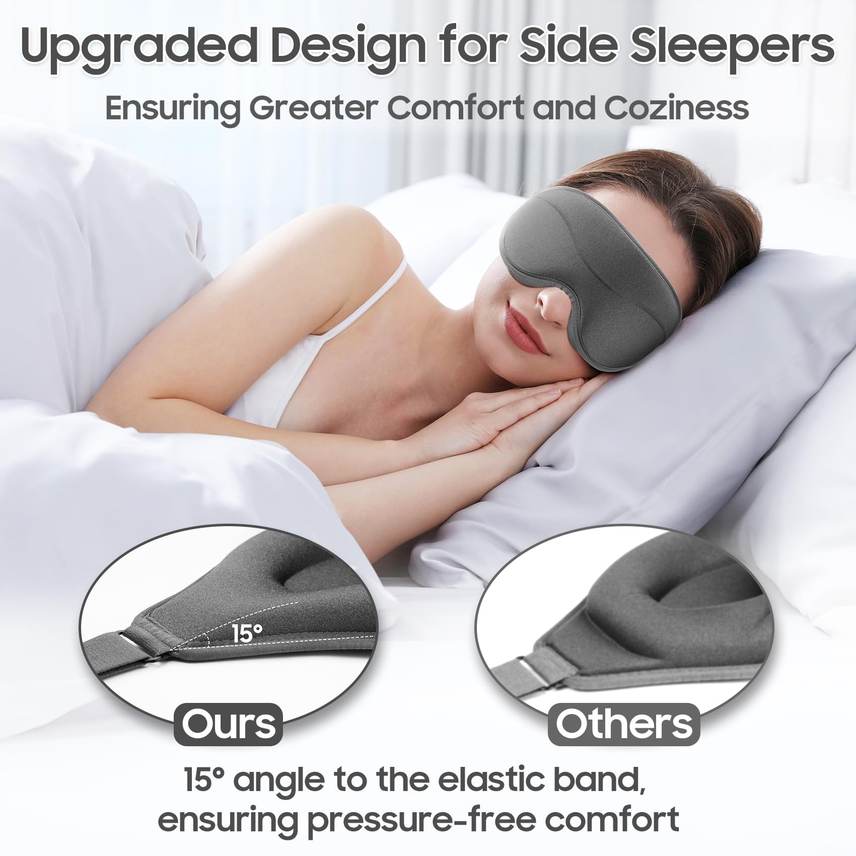 MOEASEii Sleep Mask - Total Blackout 3D Sleeping Mask, Super Lightweight & Silky Soft Eye Mask for Sleeping, Fully Adjustable Fi