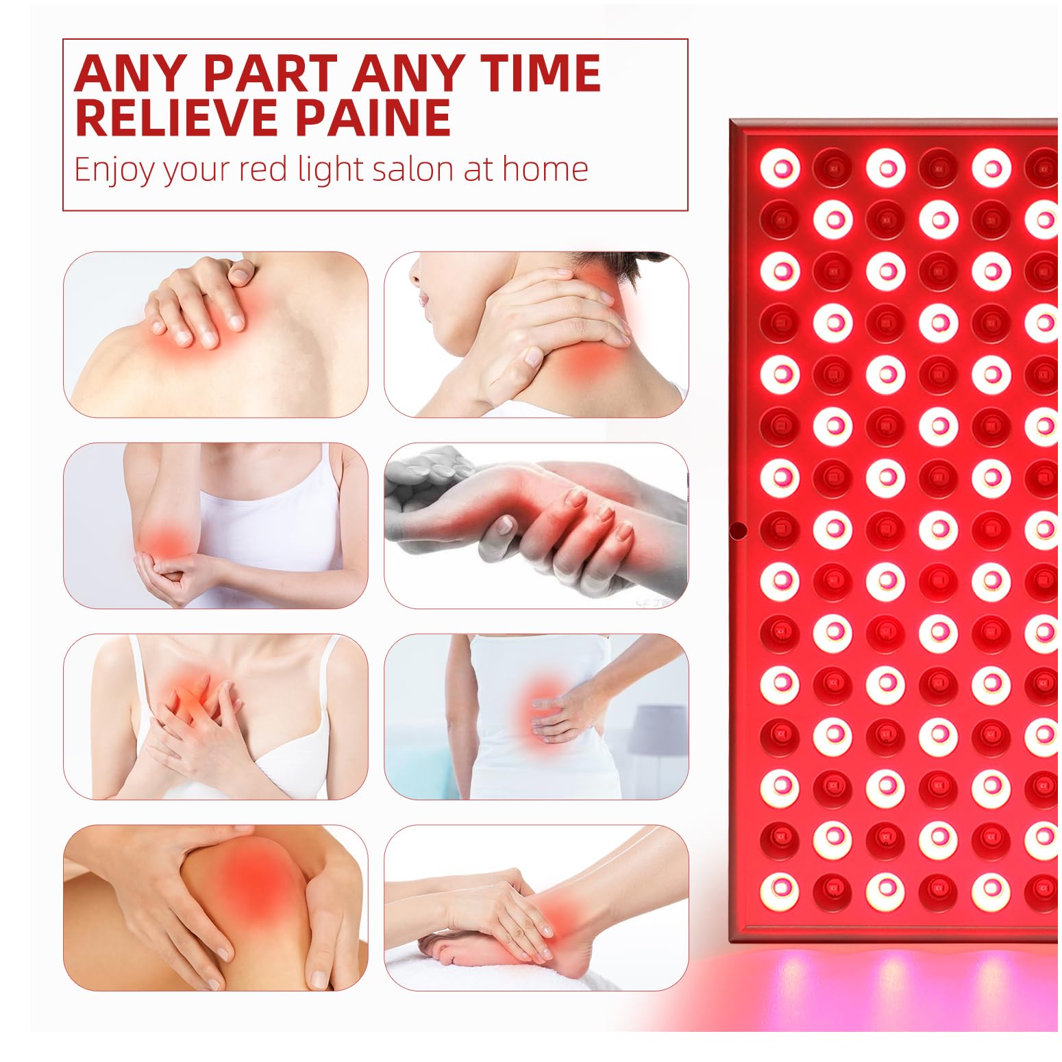Red-Light-Therapy-Device - 45W LED Panel Deep 660nm and Near-Infrared 850nm LED Light Combo for Skin Beauty,Pain Relief of Muscl