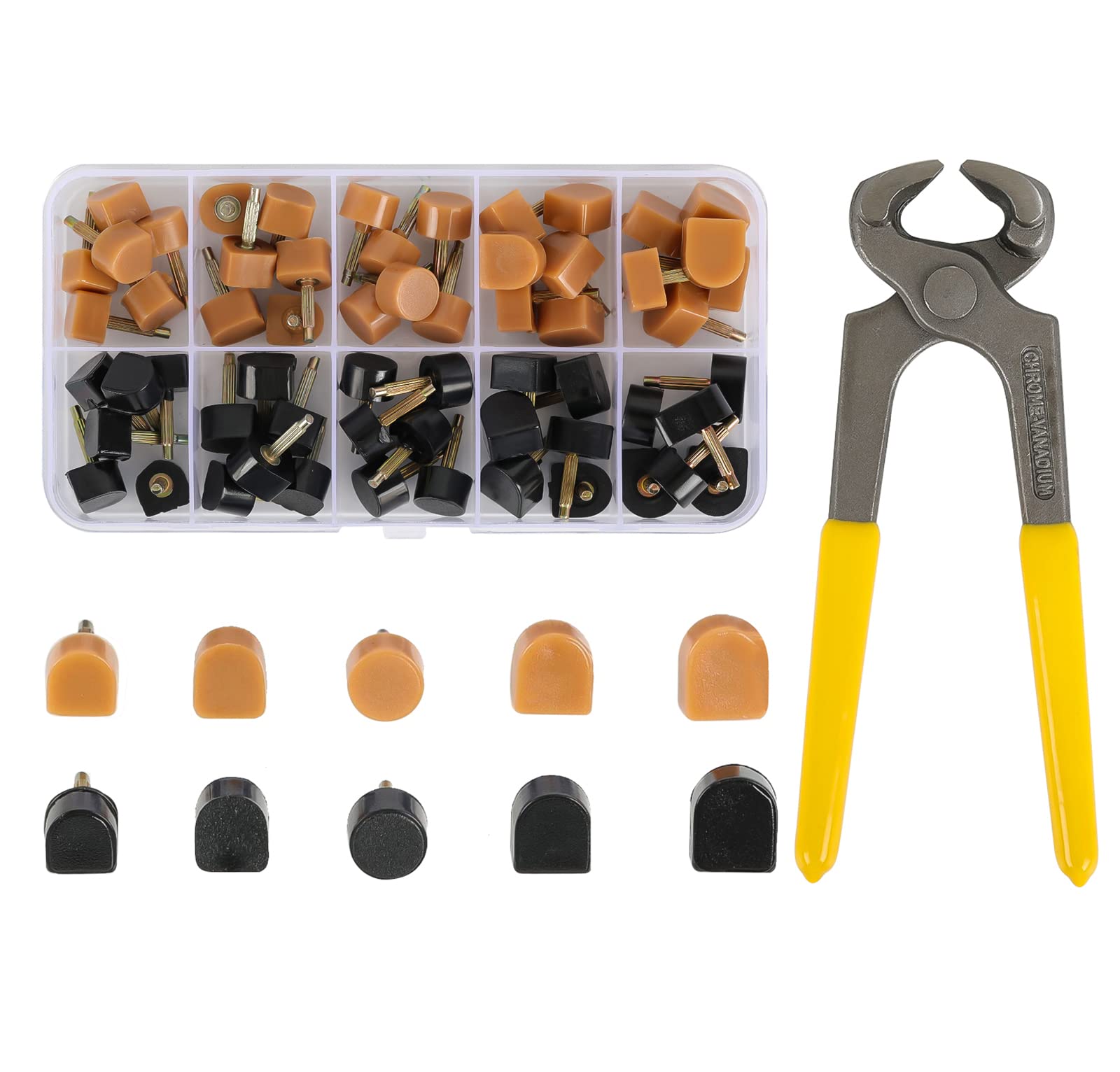 YEHAM 30 Pairs Womens High Heel Shoes Replacement Tips Pin, Round and Square Heel Repair Caps with 6 Heel Pliers for Repairing 