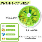 Pill Organizer Travel Pill Case for Purse Portable Pill Box Round Weekiy Pill Container for Vitamin Fish Oil Pills Supplements (