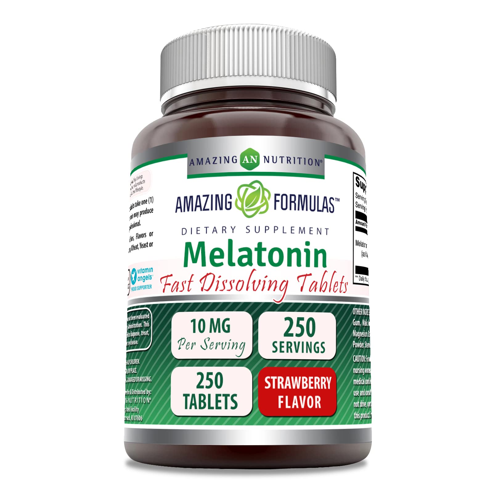 Amazing Formulas Melatonin Fast Dissolve 10 Mg 250 Tablets | Strawberry Flavor | Non-GMO | Gluten Free | Made in USA
