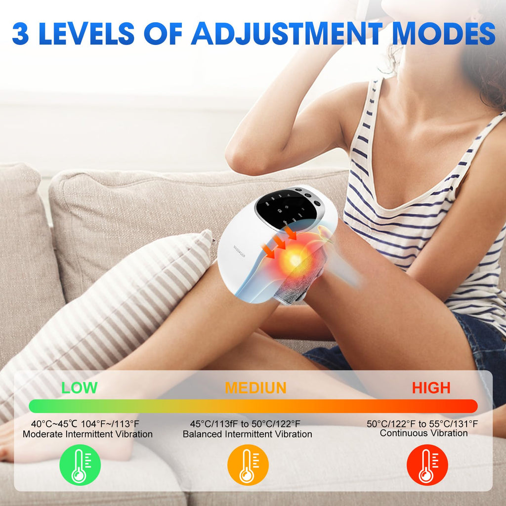 RELAXYO Knee Massager with Heat - Cordless Knee Massager with Multi-Function LED Screen, Adjustable Temperature, 3 Heating Level