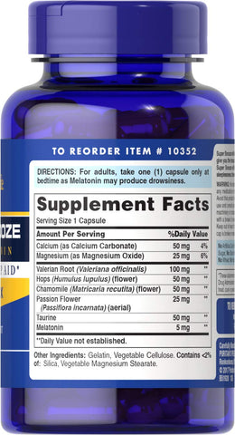 Puritan's Pride Super Snooze with Melatonin Rapid Release Capsules,100 Count