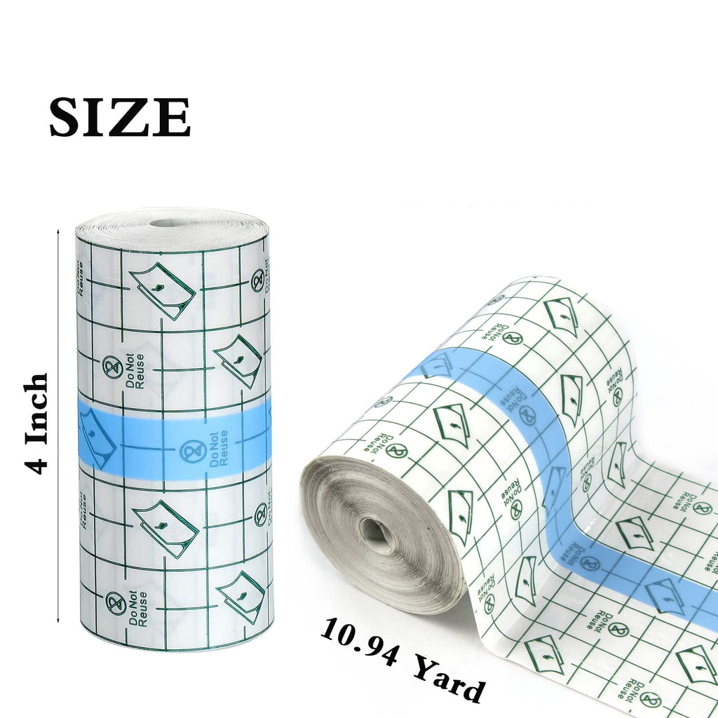 2 PCS Transparent Stretch Adhesive Bandage, 4 Inch x 10.94 Yard - Waterproof Clear Film Dressing Bandages, Adhesive Bandages Sho
