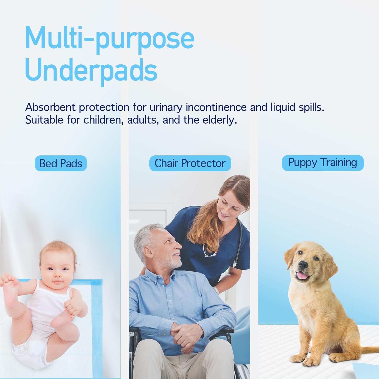 Dynarex Disposable Underpads, Medical-Grade Incontinence Bed Pads to Protect Sheets, Mattresses, and Furniture, 23   x24    (31g