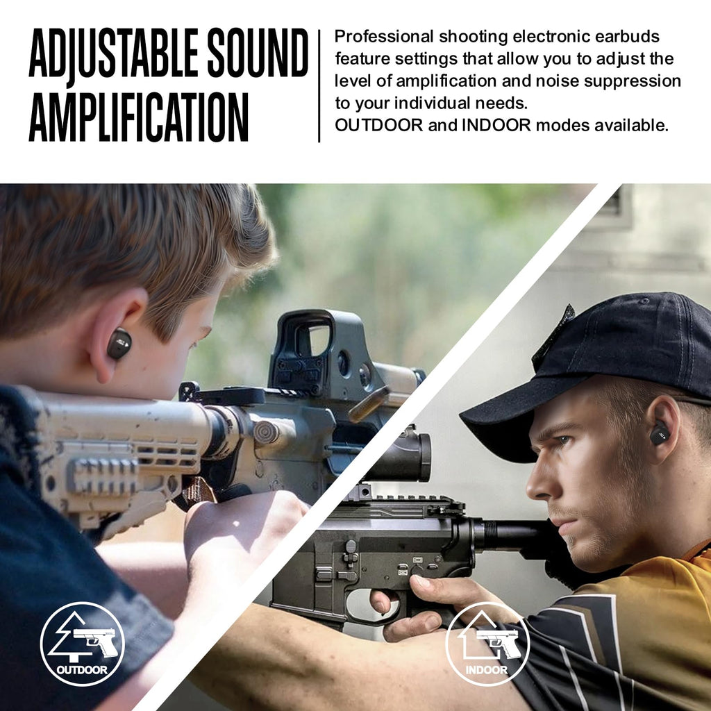 Shooting Ear Protection Ear Plugs, Hearing Protection Earbuds Electronic Shooting Earplugs for Noise Reduction