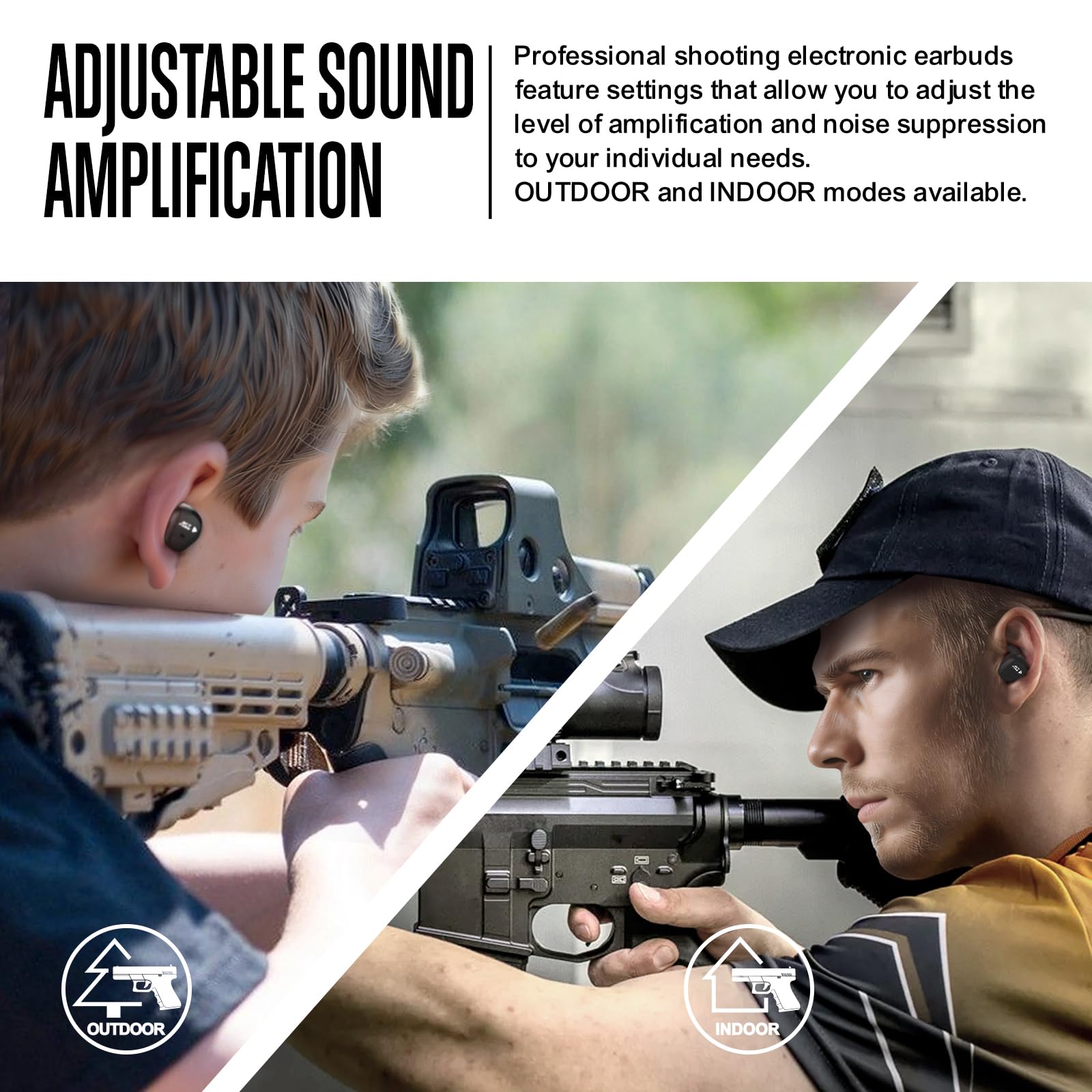 Shooting Ear Protection Ear Plugs, Hearing Protection Earbuds Electronic Shooting Earplugs for Noise Reduction