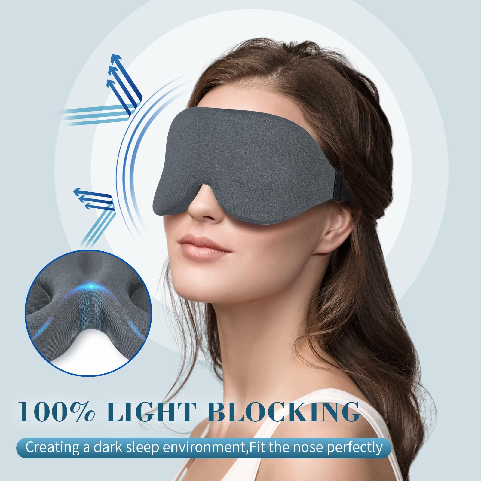 ZGGCD 3D Sleep Mask for Side Sleeper, Light Blocking Sleeping Eye Mask for Women Men, Contoured Cup Night Blindfold, Luxury Eye
