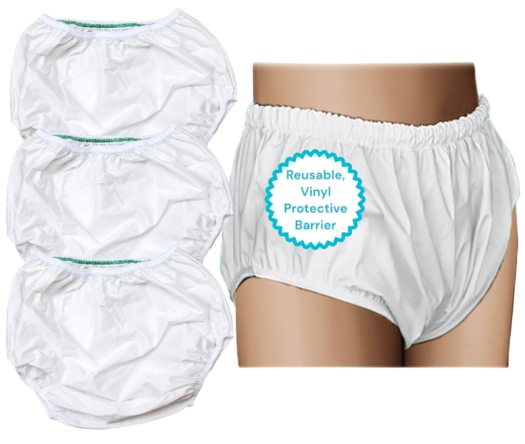 Essential Medical Supply Quik-Sorb Pull On Reusable Vinyl Incontinent Pants - 3 Pairs of Protectors Included, X-Large