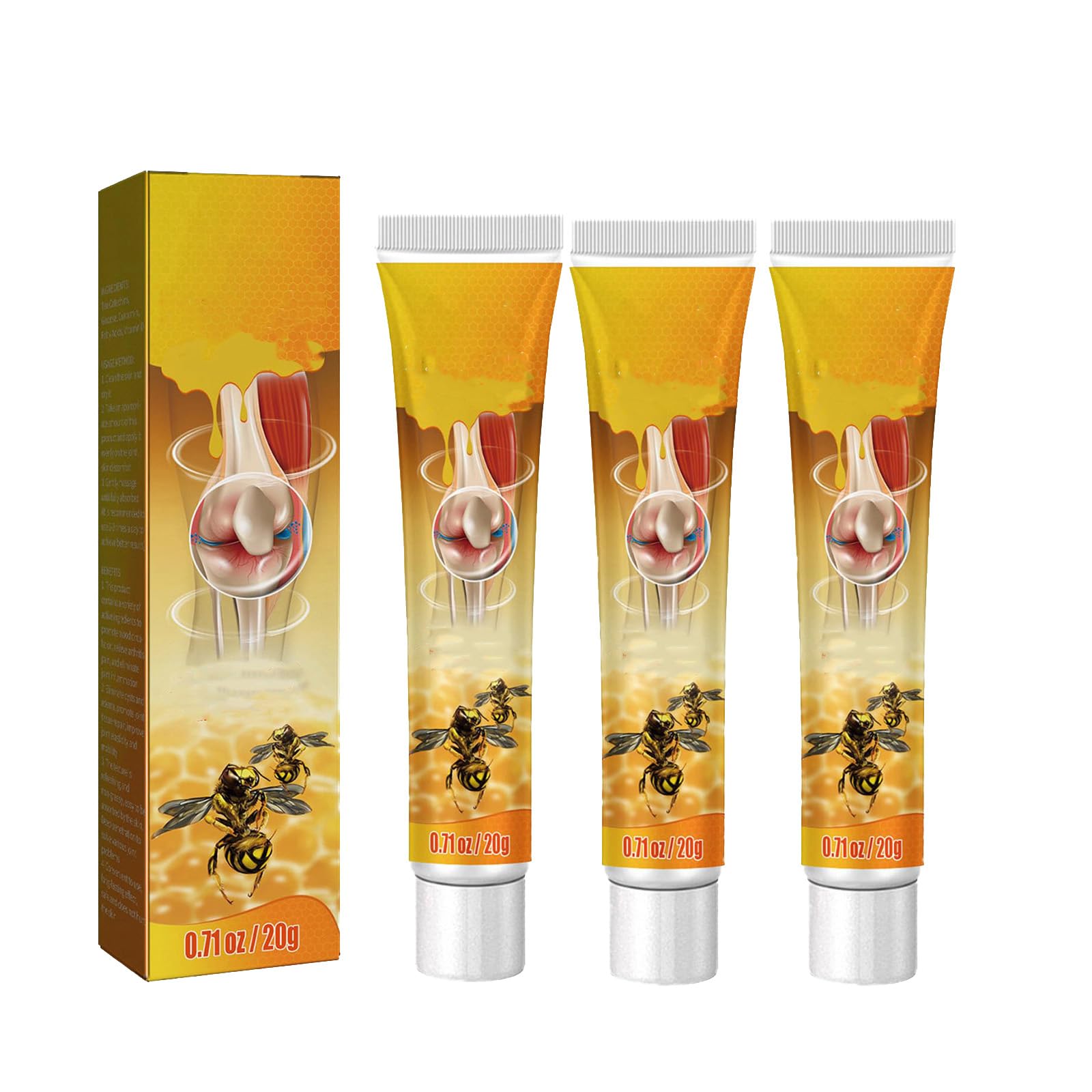 ETUIH New Zealand bee Venom Joint Relief Gel,bee Venom Gel Joint and Bone Therapy,Shoulder Neck, Waist and Leg Care(3PCS)