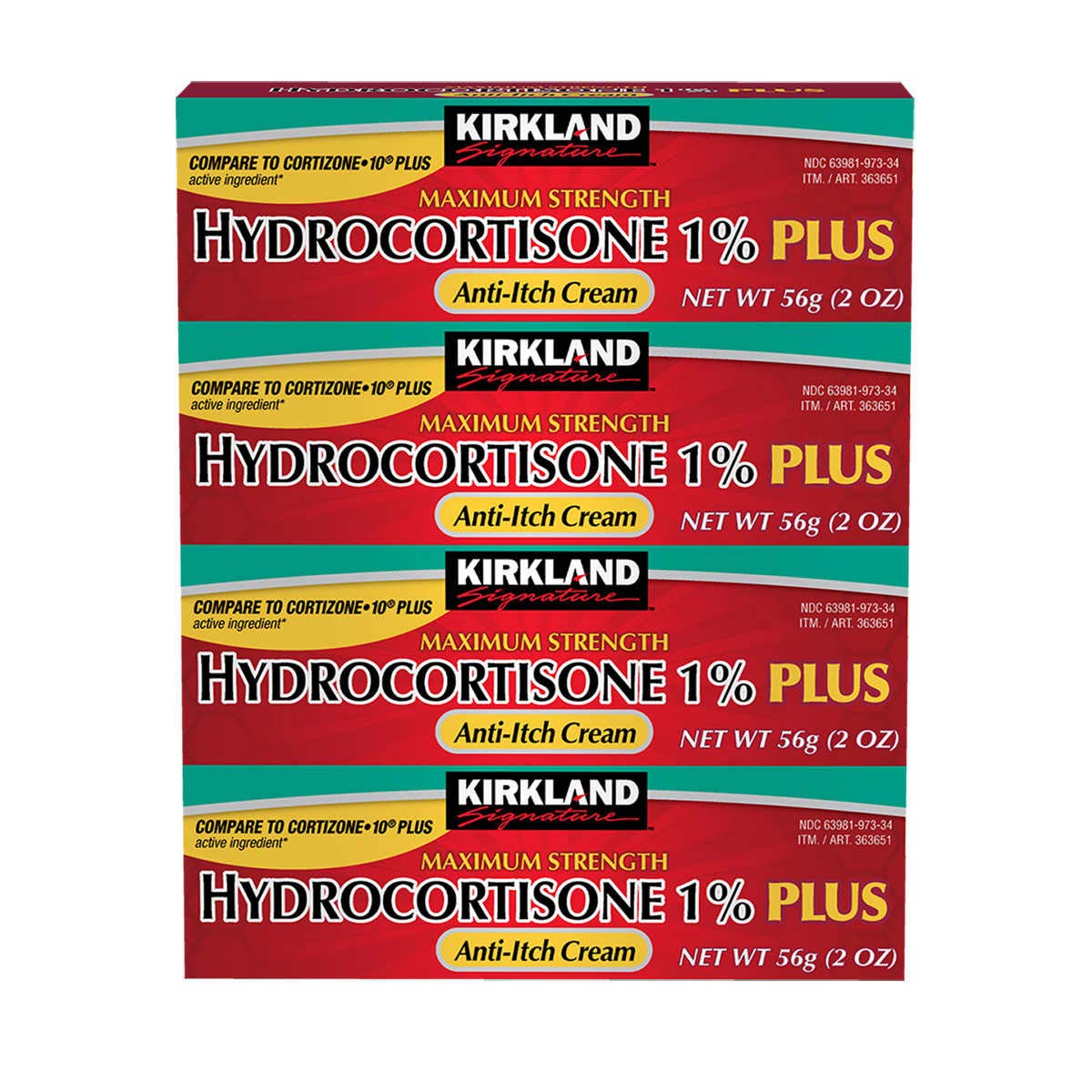 Kirkland Signature Hydrocortisone 1% Plus Anti-Itch Cream, 8 Ounces (Pack of 4)