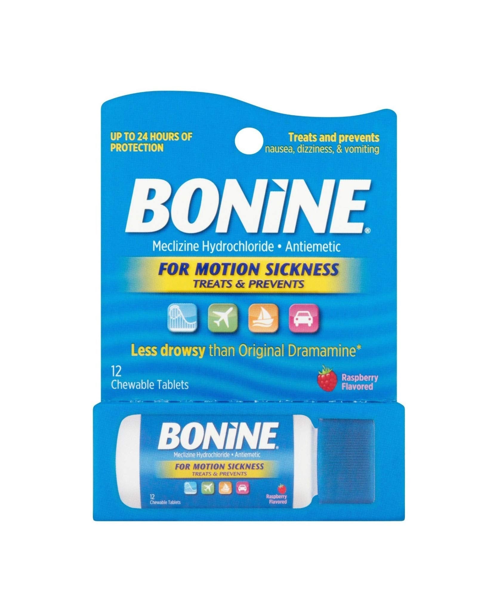 Bonine Motion Sickness Raspberry Travel Pack, Blue, 12 Count – Medistoreweb
