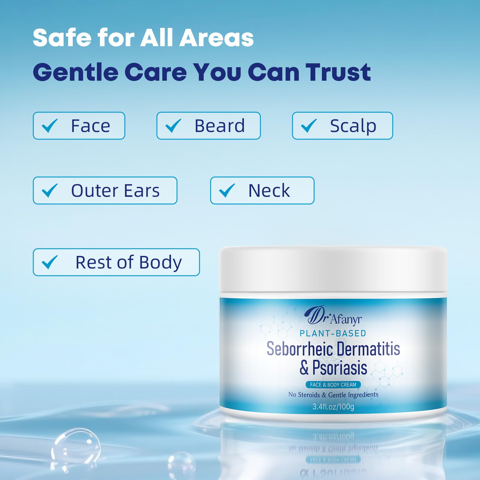 DR.Afanyr Seborrheic Dermatitis Psoriasis Care Cream - Dry Scalp Face & Body Moisturizer with Anti Itch & Dandruff Relief, Daily