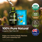 Gya Labs USDA Certified Organic Tea Tree Essential Oil for Hair - 100% Pure Natural Australian Organic Tea Tree Oil for Skin, Fa