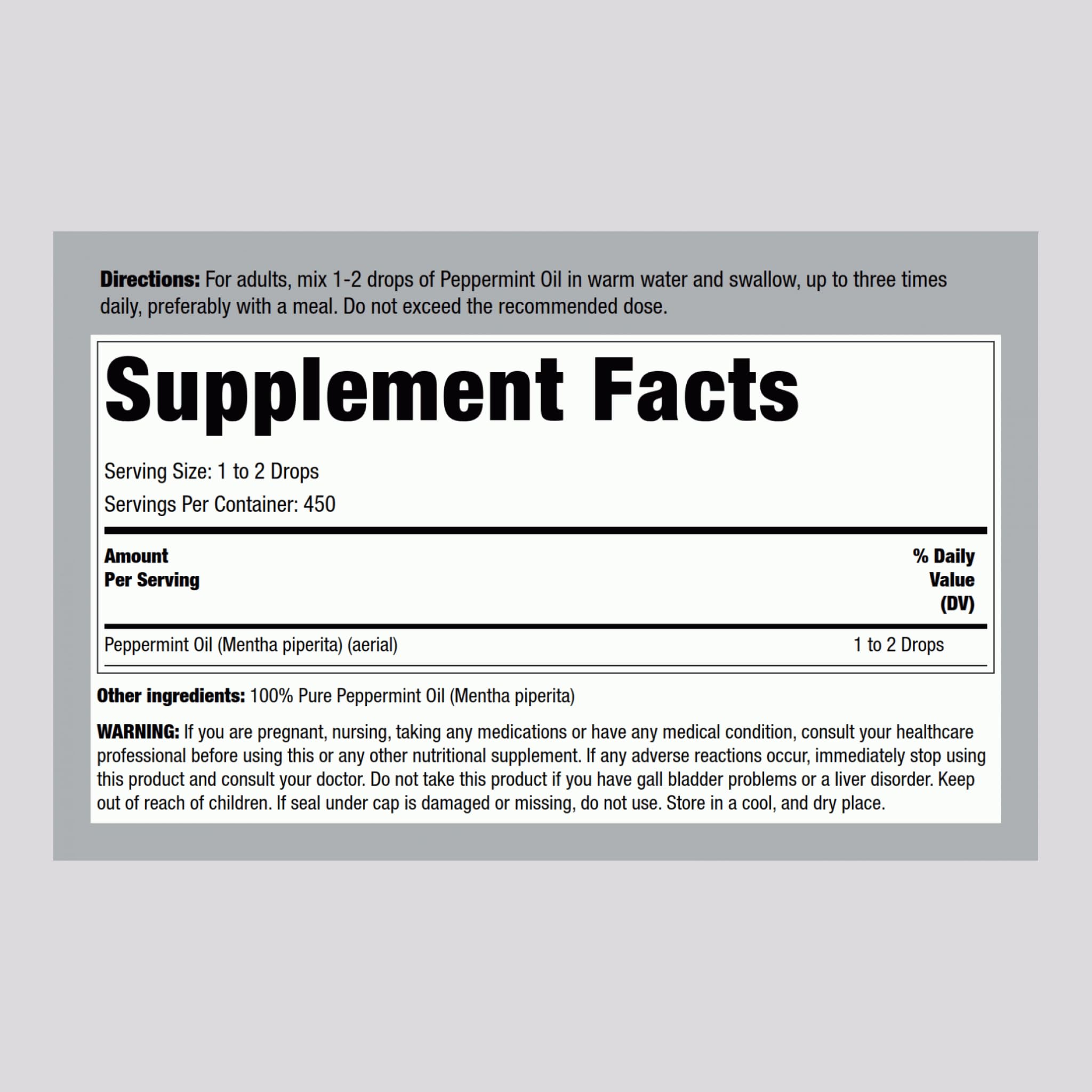 Piping Rock Peppermint Oil | 15 ml Drops | Pure Ingestible Liquid Supplement | Non-GMO, Gluten Free