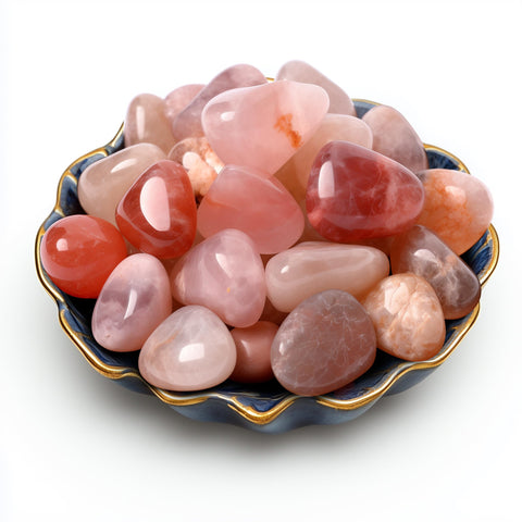 SigMntun Polished Stone Set Cherry Blossom Agate Crystals, Handpicked Tumbled Gemstones Rocks, Pebbles for Reiki, Chakra, Healin