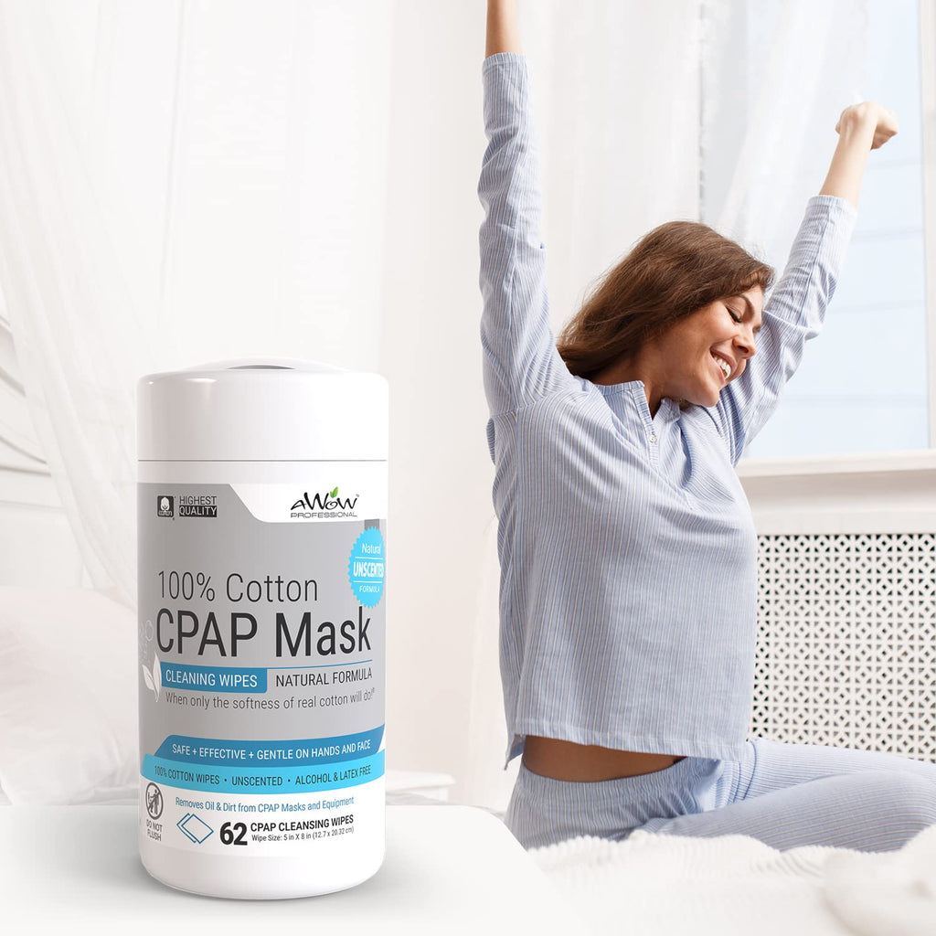 AWOW Professional CPAP Cleaning Wipes - Unscented 100% Cotton, Make CPAP Mask Cleaning Easy for Daily CPAP/BiPAP Mask Maintenanc
