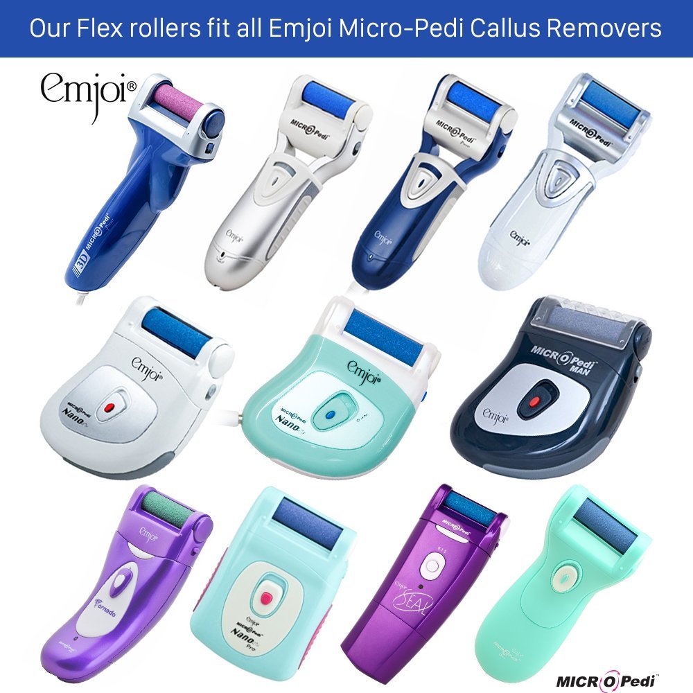 Emjoi Micro-Pedi SoftFLEX Refill Rollers (Latest Edition) Flexible and Soft For More Comfort - Pack of 4