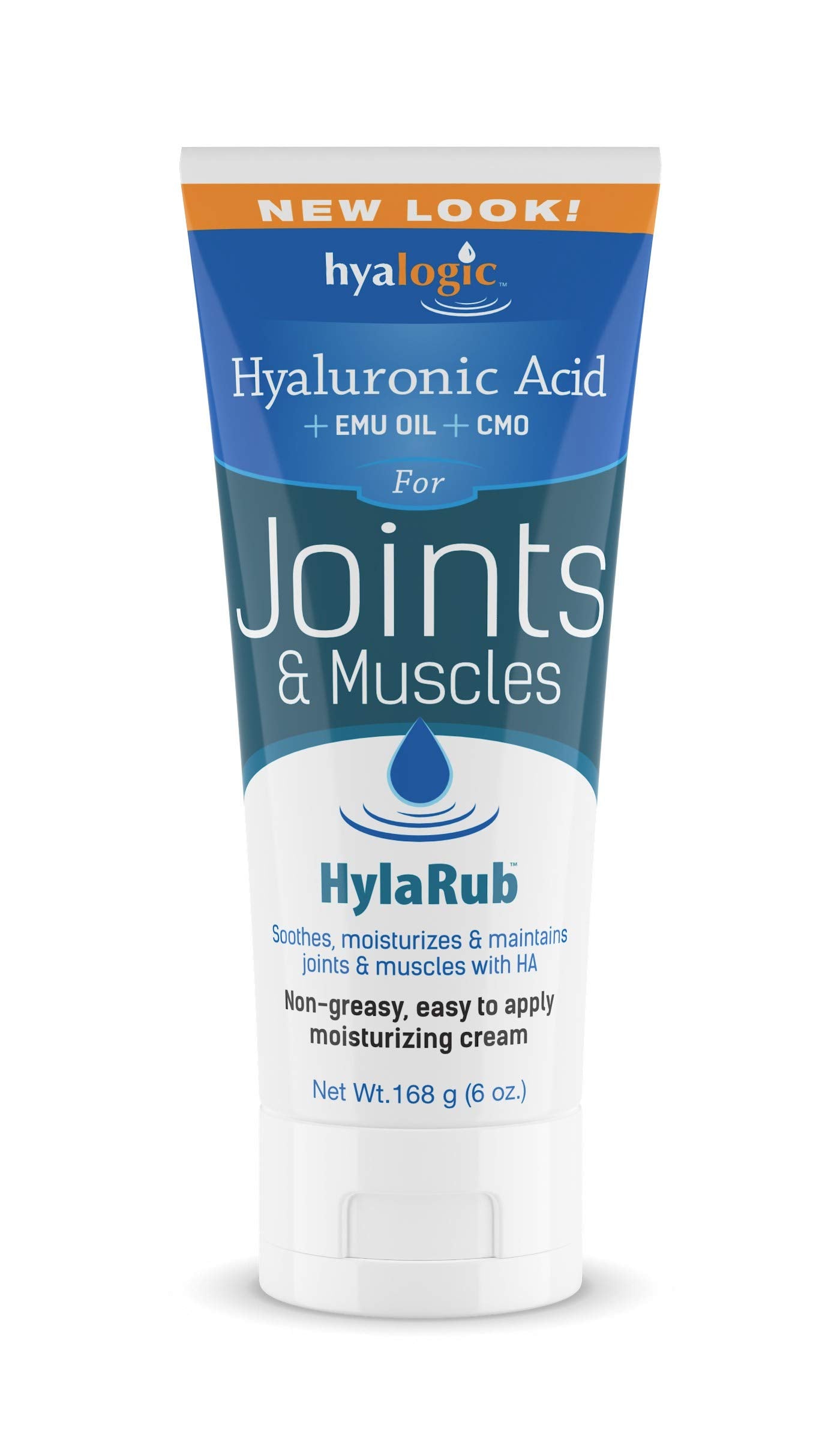 HylaRub HA Joint & Muscle Cream - Hyaluronic Acid Muscle Rub w/ Emu Oil & CMO - Non Greasy, Soothes, Moisturizes & Maintains Sho