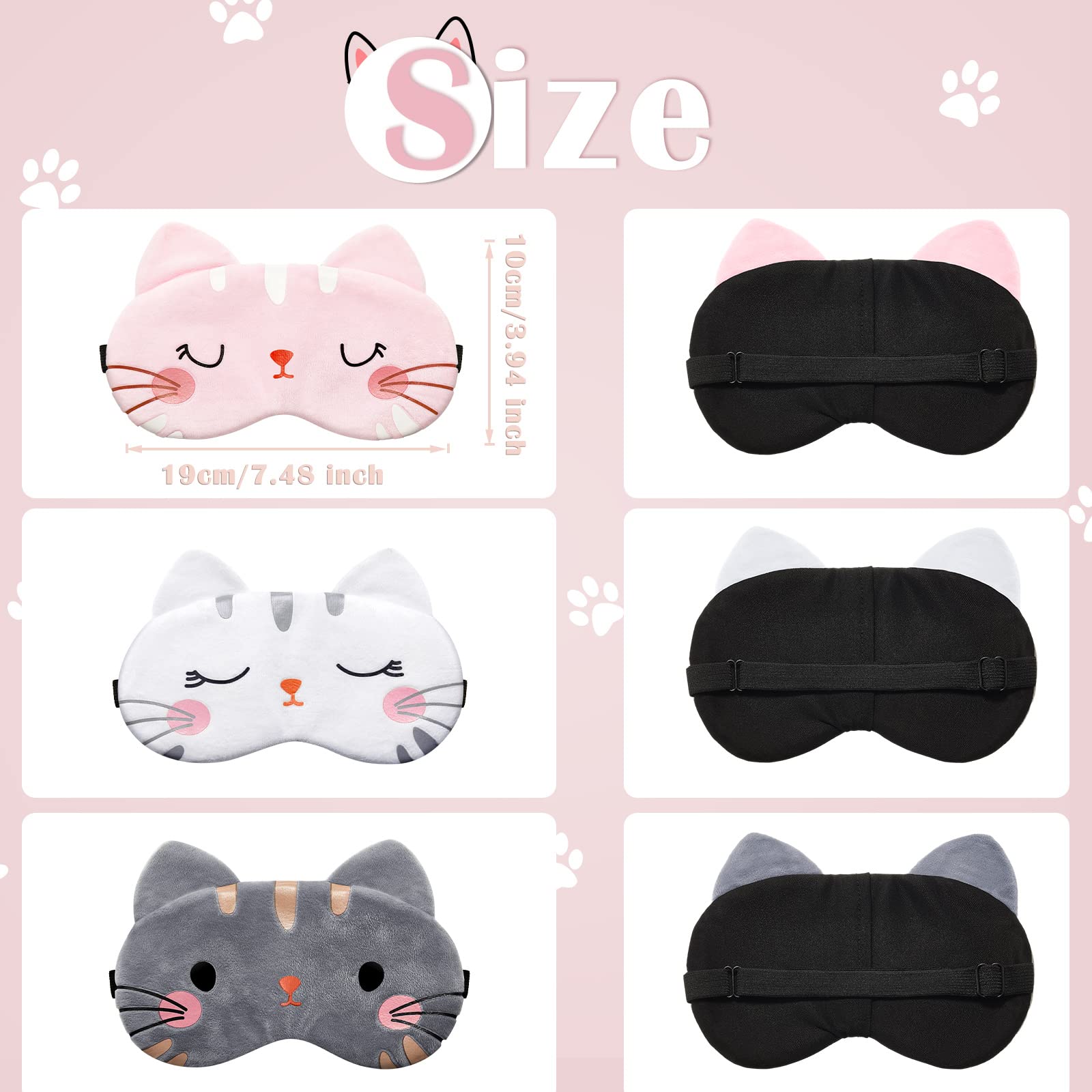 Cute Eye Mask for Sleeping 3 Pieces Cartoon Dog Face Eye Cover Funny Animal Cat Sleeping Mask Soft Lightweight Night Sleep Eye M