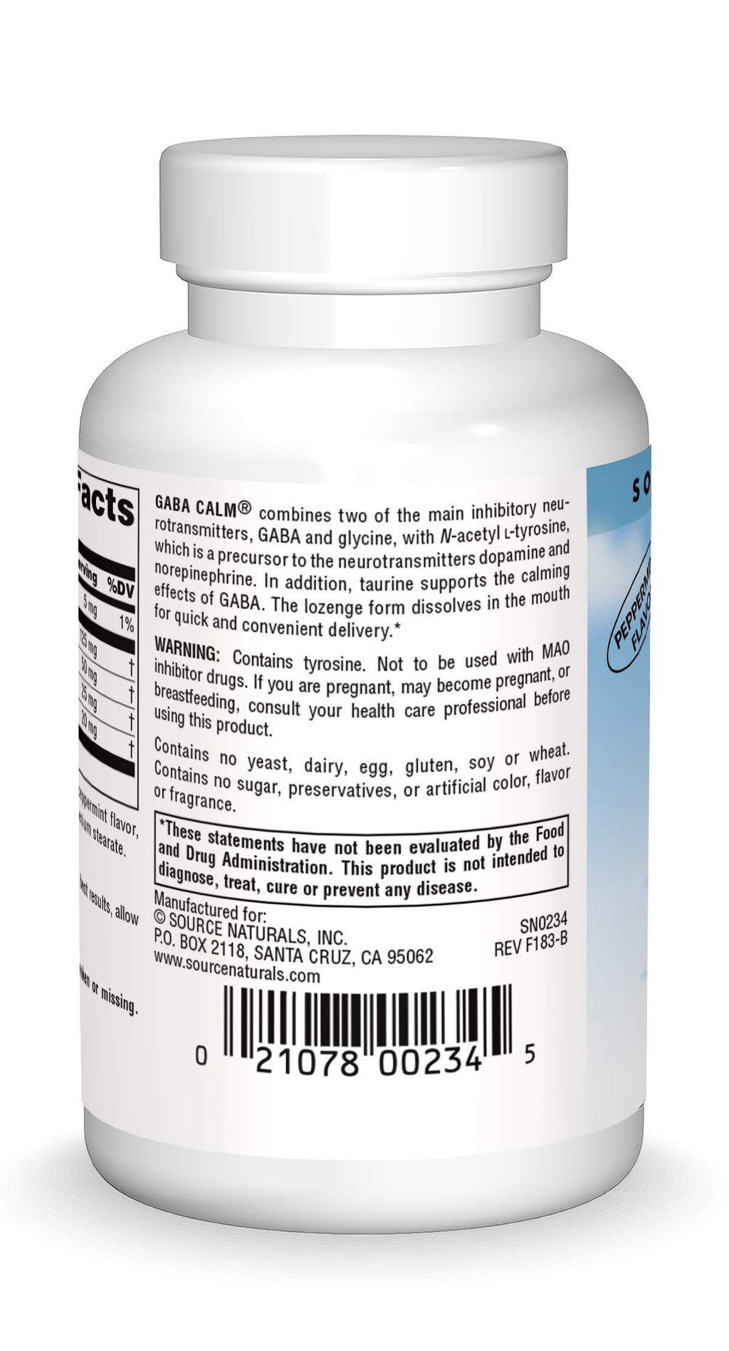 Source Naturals Serene Science, GABA Calm Quick Dissolving Peppermint Flavor* - 60 Lozenges