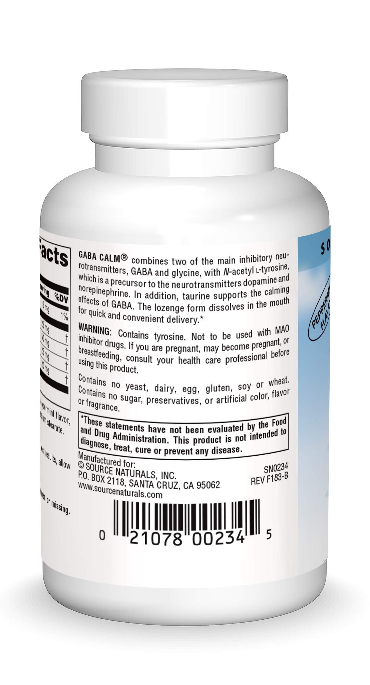 Source Naturals Serene Science, GABA Calm Quick Dissolving Peppermint Flavor* - 60 Lozenges