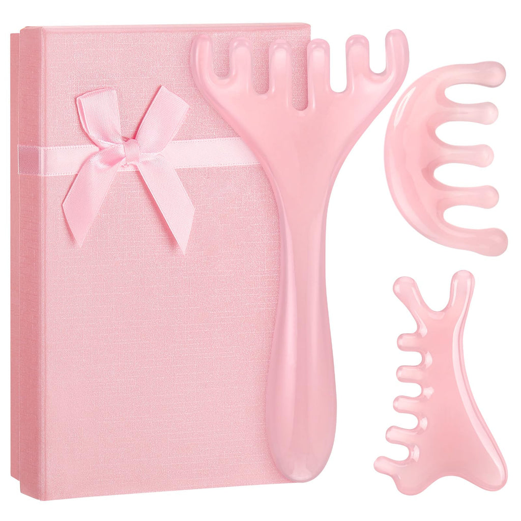 ProSuites 3Pcs Scalp Massage Tool for Head Massager Tool Pink Resin Gua Sha Comb for Relaxation Christmas,Stocking Stuffs