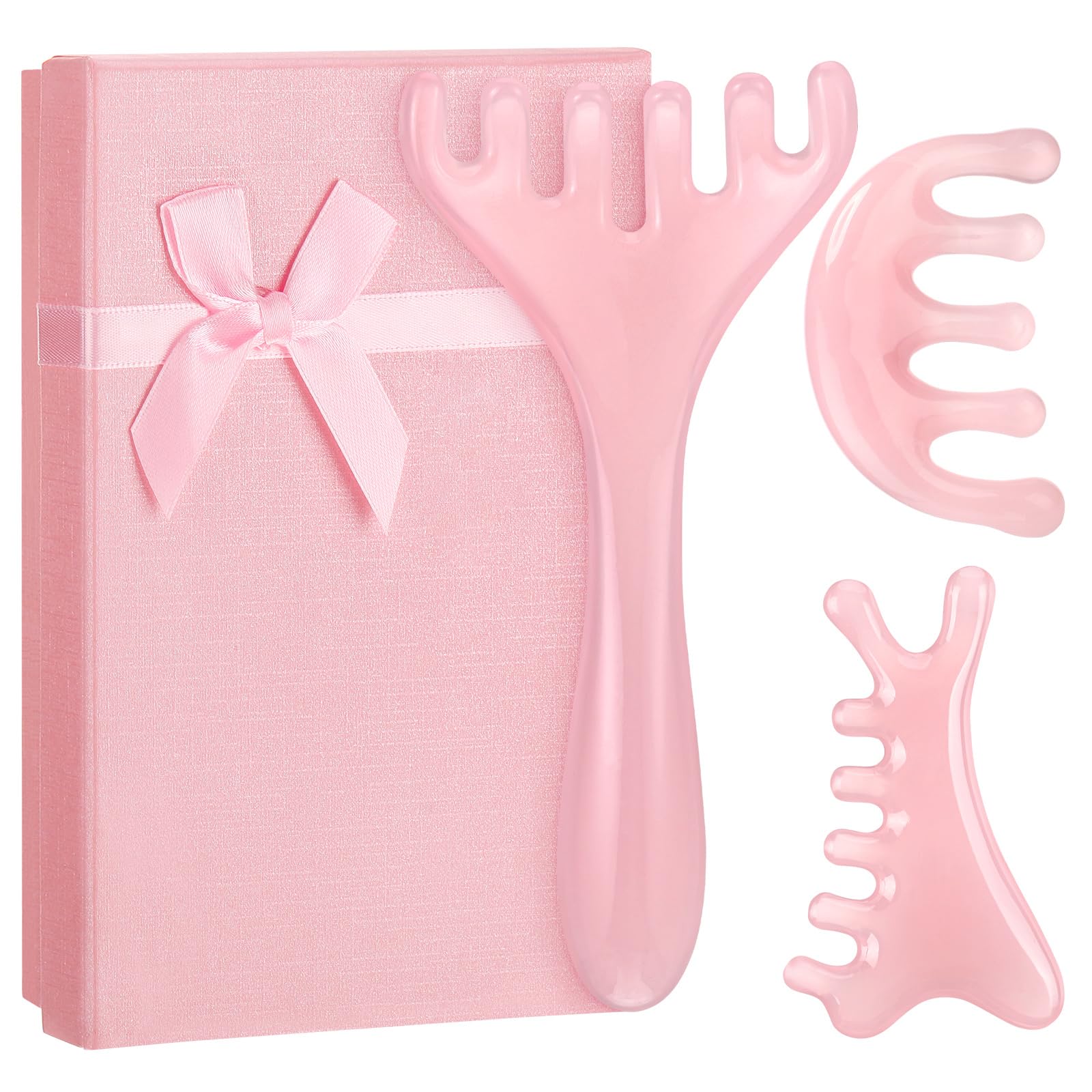 ProSuites 3Pcs Scalp Massage Tool for Head Massager Tool Pink Resin Gua Sha Comb for Relaxation Christmas,Stocking Stuffs