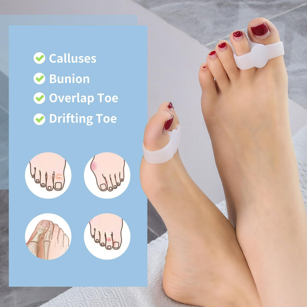 Zinyakon 12-Pack Bunion Corrector - Gel Toe Separators W/ 2 Loops, Big Toe Spacers for Women and Men, Toe Corrector and Straight