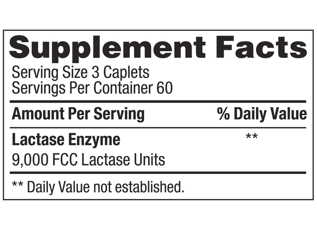 Lactase Enzyme 360 Caplets Generic Lactaid Original Strength