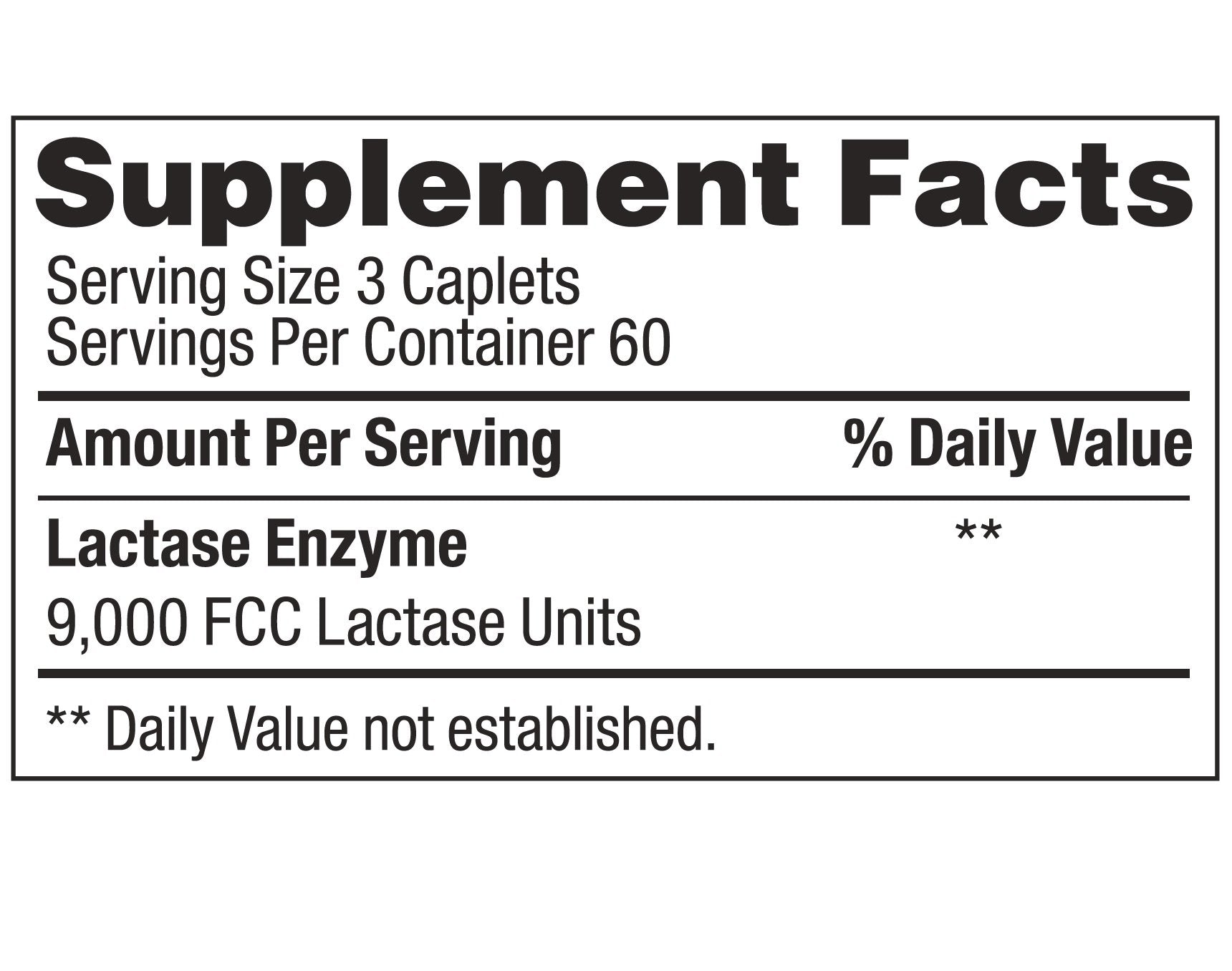 Lactase Enzyme 360 Caplets Generic Lactaid Original Strength
