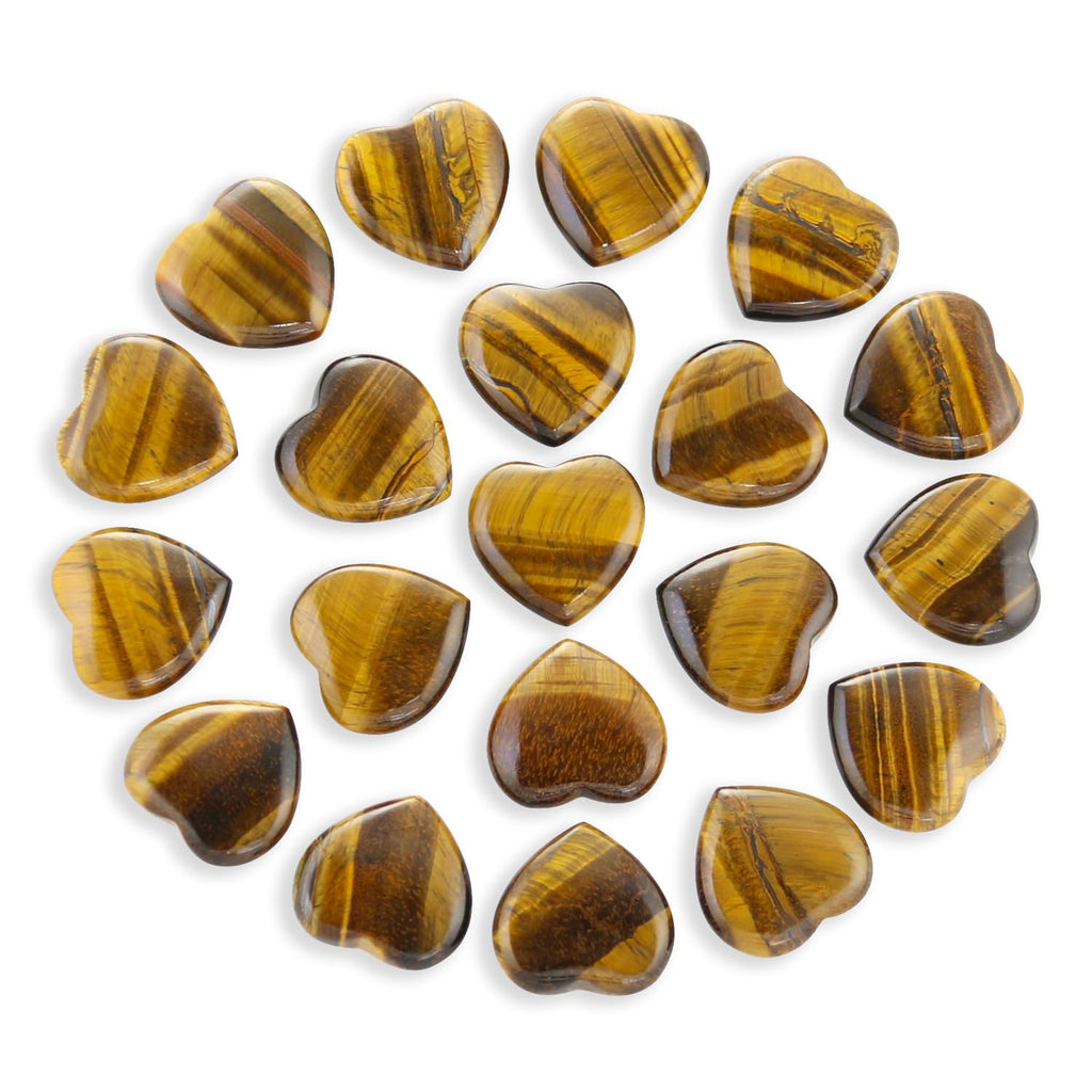 Nvzi Tumbled Polished Natural Tigers Eye Crystal Heart Stones, Crystals and Healing Stones Quartz Bulk for Wicca, Reiki, Healing