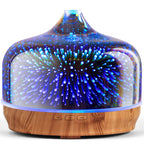 Porseme 500ml Essential Oil Diffuser 3D Glass Aromatherapy Ultrasonic Humidifier - Auto Shut-Off, Timer Setting, BPA Free for Ho