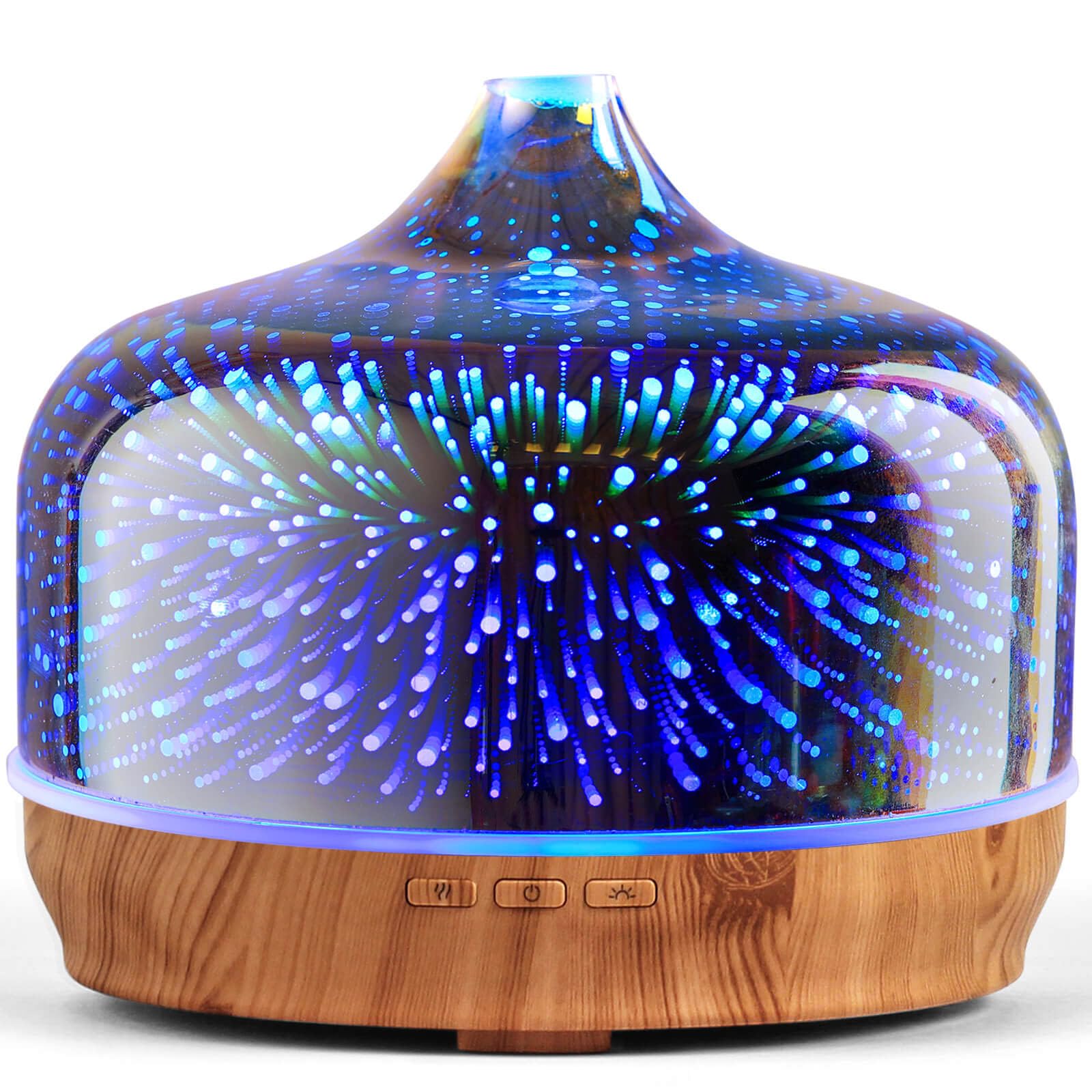 Porseme 500ml Essential Oil Diffuser 3D Glass Aromatherapy Ultrasonic Humidifier - Auto Shut-Off, Timer Setting, BPA Free for Ho