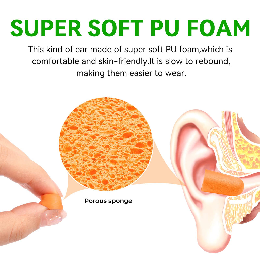 60Pairs Foam Earplugs, 38dB Noise Reduction Ear Plugs, Hearing Protection EarPlugs for Sleeping Noise Cancelling,Shooting Range,