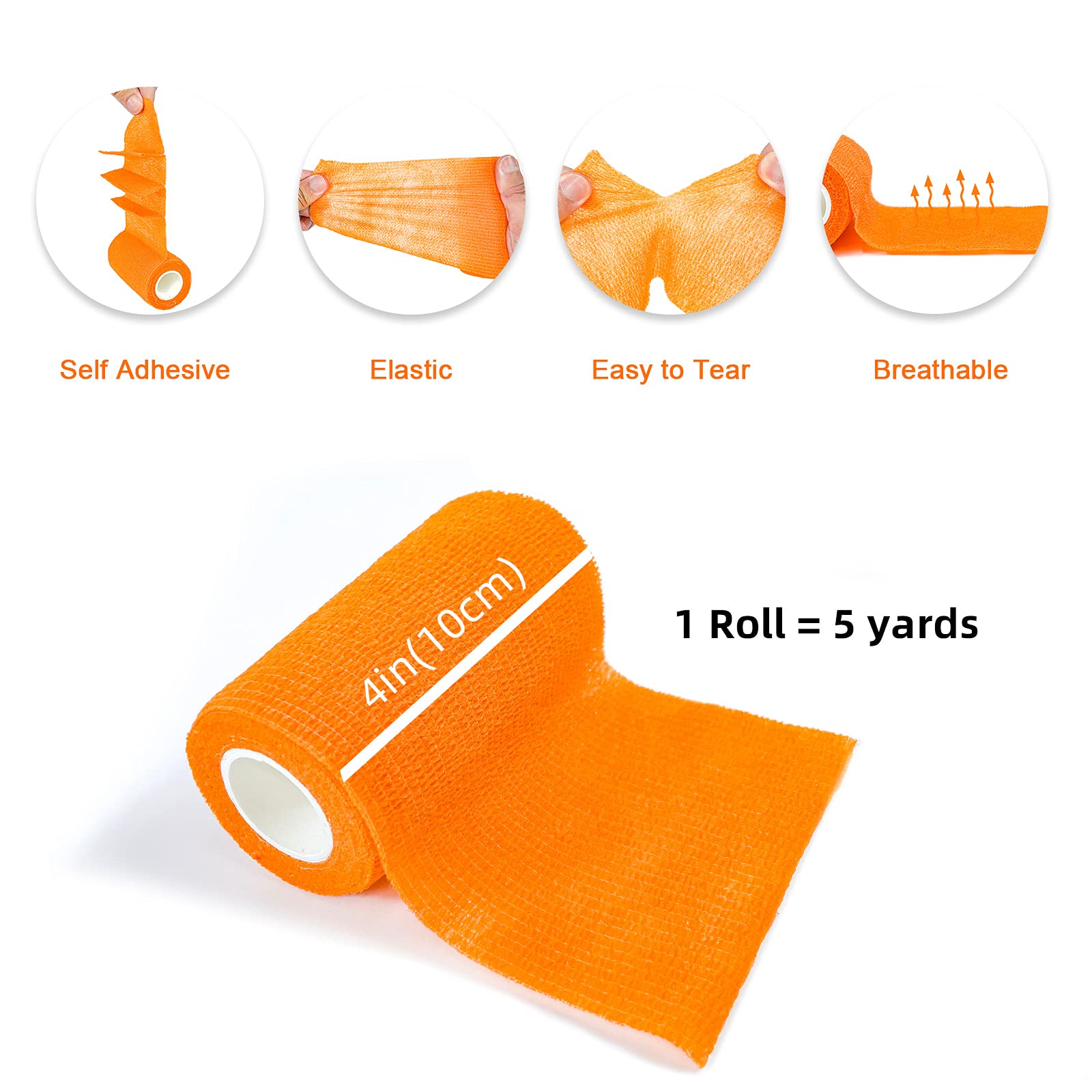 [8 Pack-4x5Yards] Assorted Color- Self Adhesive Bandages Wrap, Athletic Elastic Cohesive Bandage for Vet Wrap, Sports Injury, St