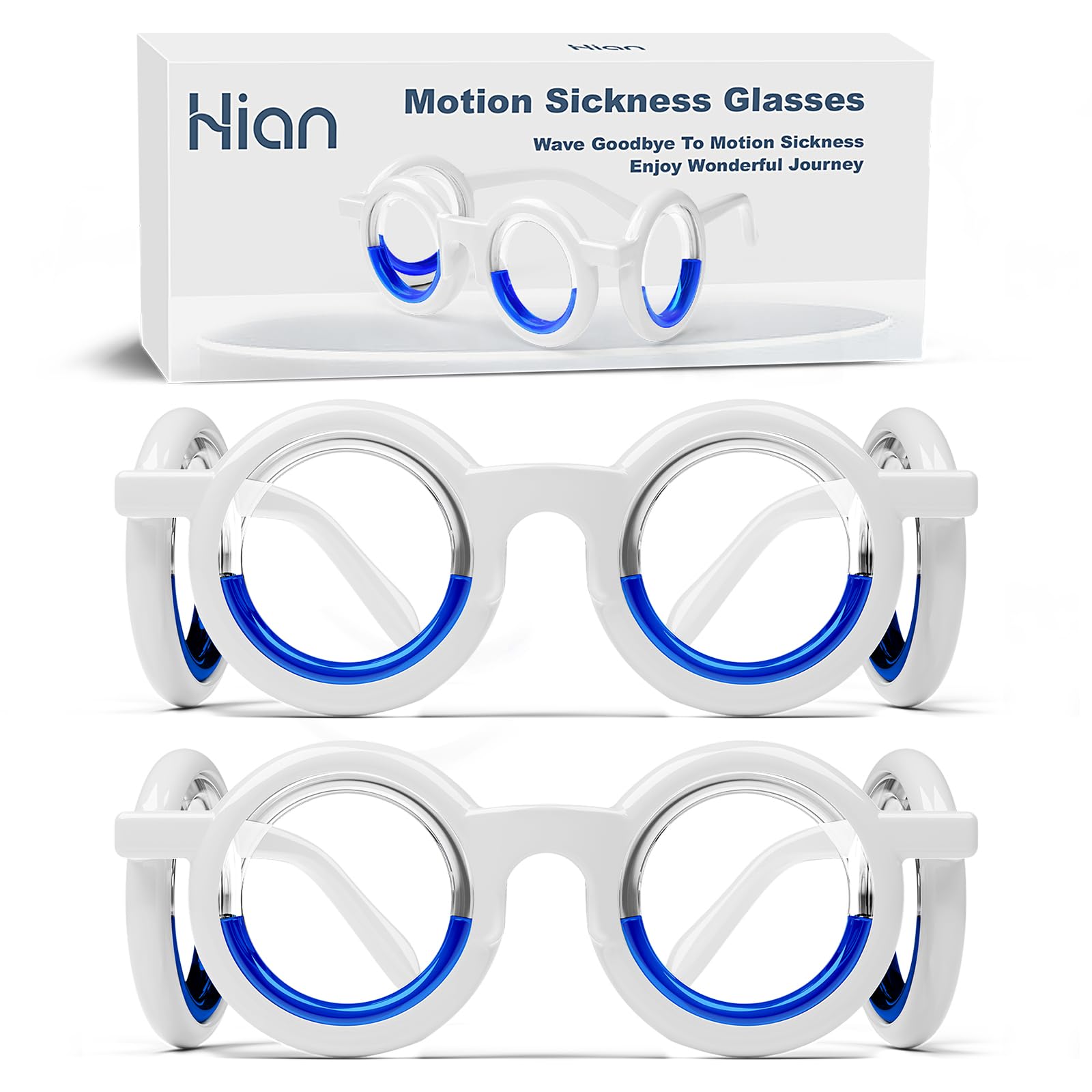 Hion Motion Sickness Glasses,Relieve Carsickness Airsickness Seasickness Ultra-Light Portable Nausea Vertigo Glasse, No Lens Liq