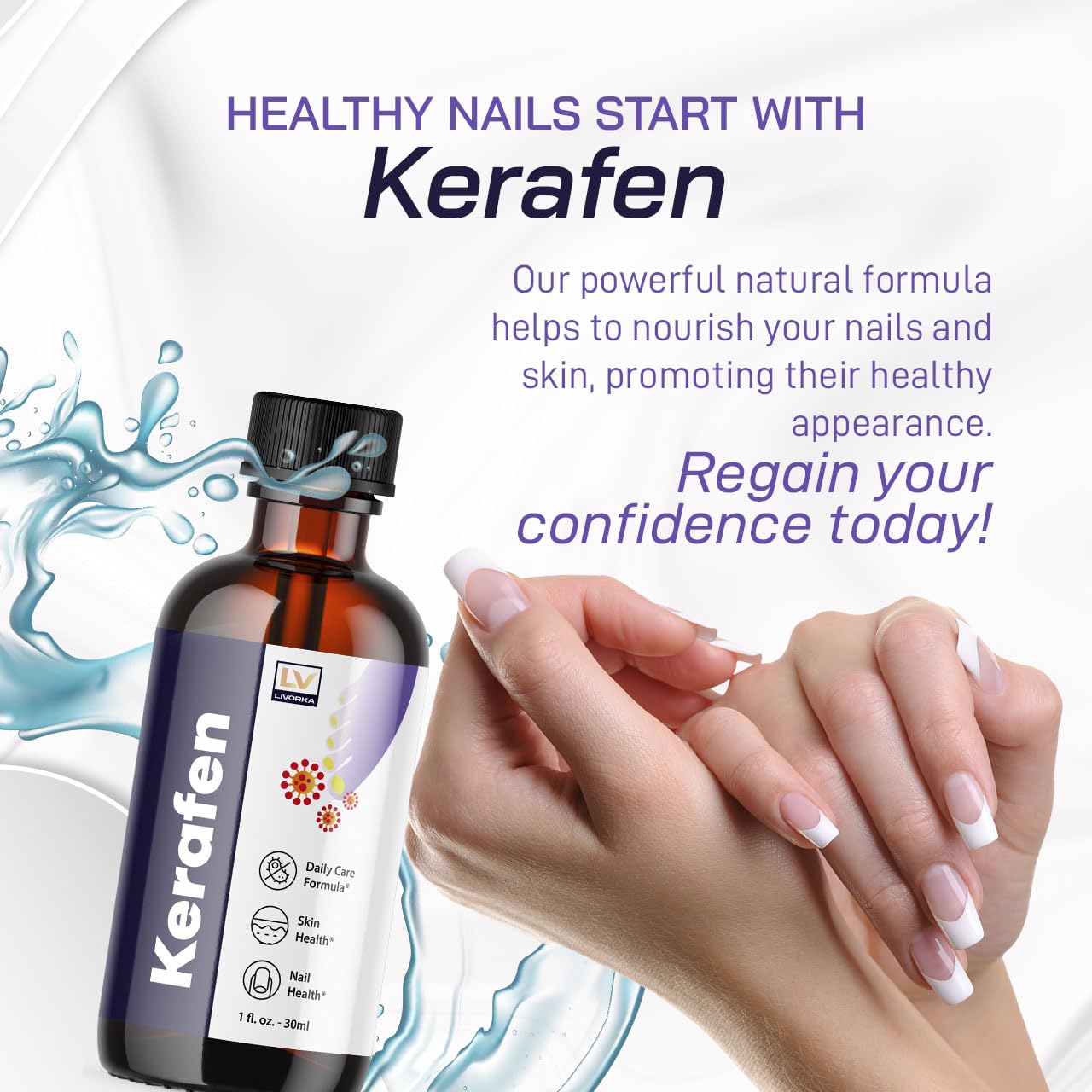 LIVORKA (3 Pack) Kerafen Toenail Liquid, Kerafen, Kerafen for Toenail, Kerafen Bottle, Kerafen Drops, Kerafen Drops for Nails, K