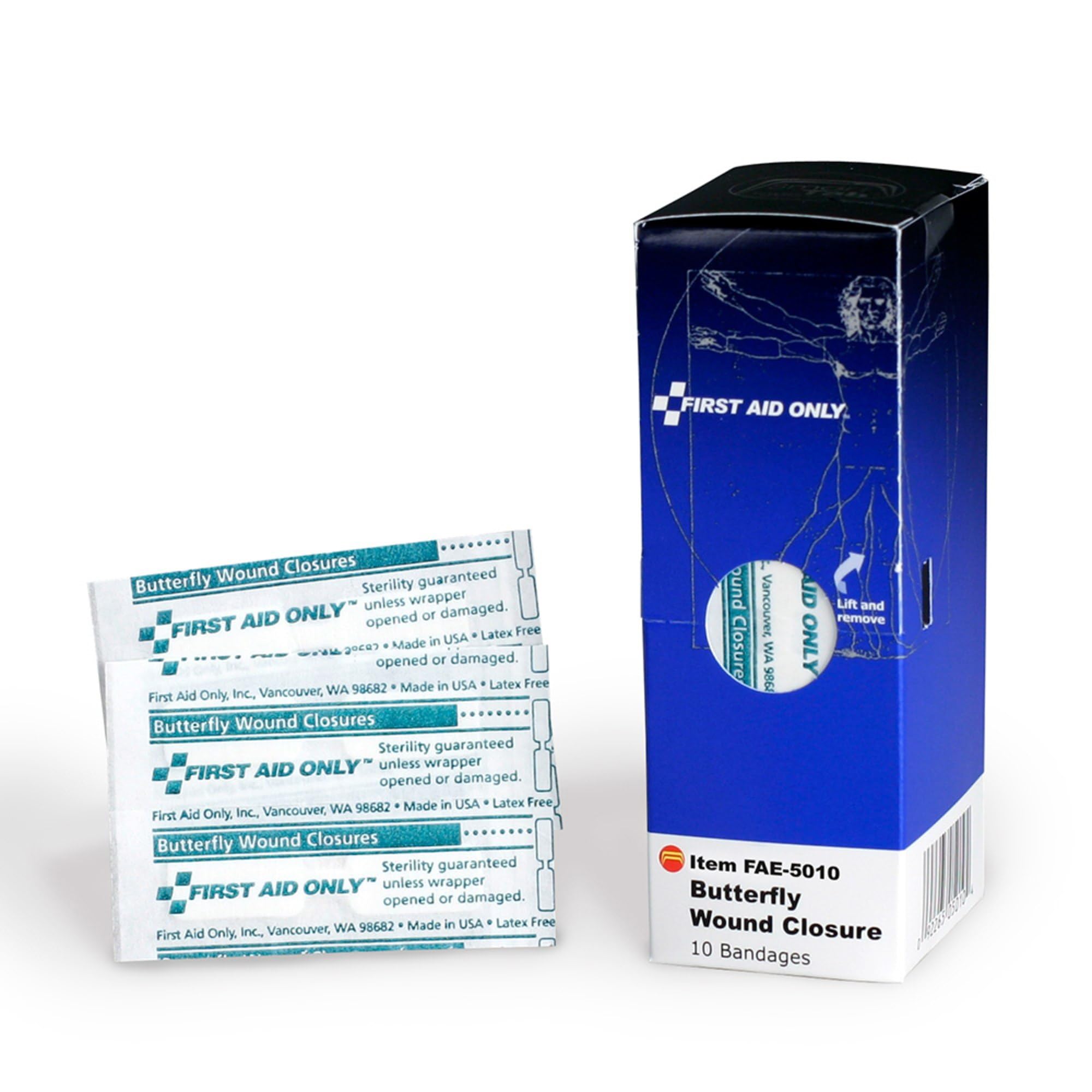 First Aid Only FAE-5010: Sc Refill Butterfly Wound Closures, 10/Box